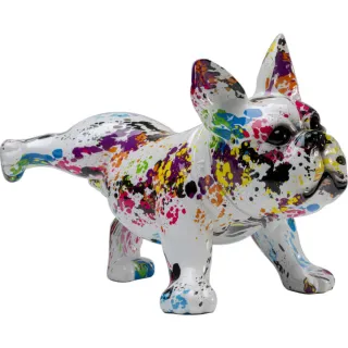 Figura Perro Bulldog Francés Pintura Salpicada