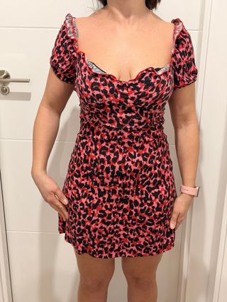 Vestido estampado leopardo rosa y negro