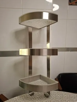 Estanteria de esquina para baño, acero inoxidable