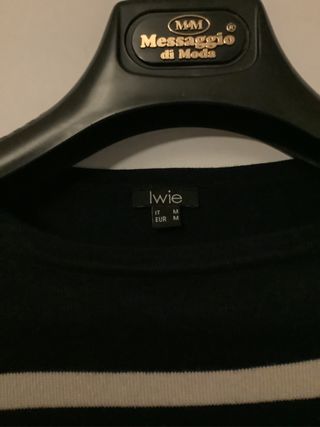 Maglia donna Iwie nera con righe oro S