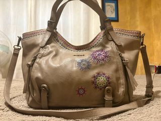 Bolso Desigual Beige Multicolor Bordado