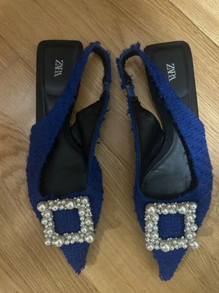 Zapatos Zara Talla 37 Azules Perlas