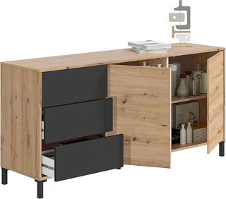 Mueble de salón madera y antracita/gris