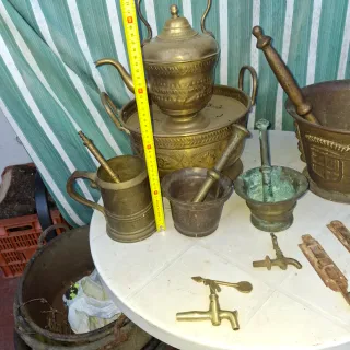 Lote antigüedades latón y bronce
