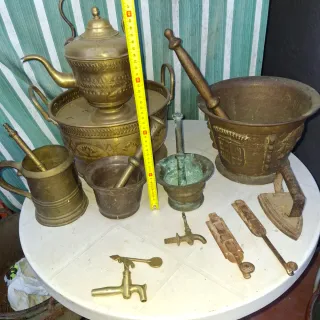 Lote antigüedades latón y bronce