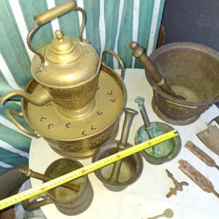Lote antigüedades latón y bronce