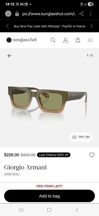 Gafas de sol Giorgio Armani grises