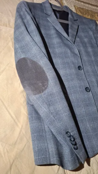 Giacca uomo a quadri blu e grigia