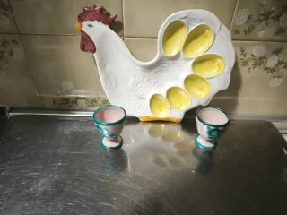 Porta huevos gallina cerámica