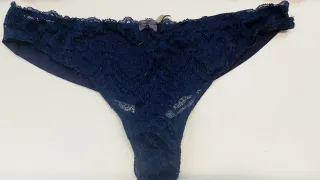 Reggiseno push up blu pizzo con slip