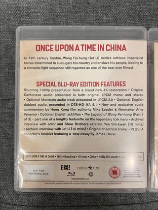 Trilogía Once Upon a Time in China Blu-ray