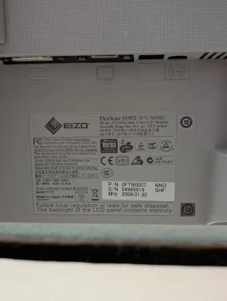 Eizo FlexScan S1901 19" Monitor VGA DVI