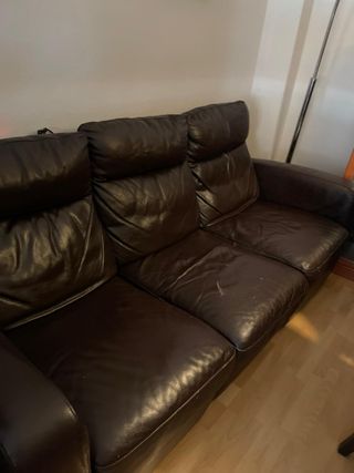Sofá de 3 plazas piel marrón oscuro