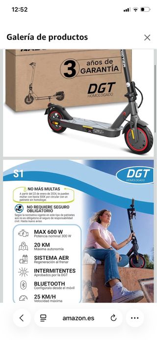 Patinete Eléctrico MASCOOTER S1 Negro a estrenar