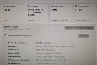 AIO CORE I7 HP Táctil i7 a 3,40GHz 16GB DDR3 240GB
