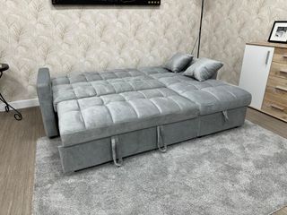 Sofá Cama Chaise Longue Negro Terciopelo
