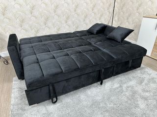 Sofá Cama Chaise Longue Negro Terciopelo