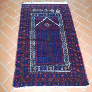 Tappeto persiano lana blu e rosso