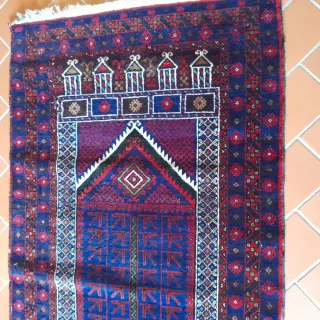 Tappeto persiano lana blu e rosso