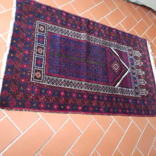 Tappeto persiano lana blu e rosso