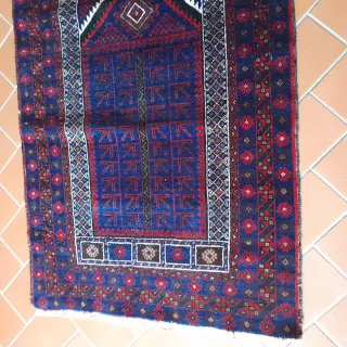 Tappeto persiano lana blu e rosso