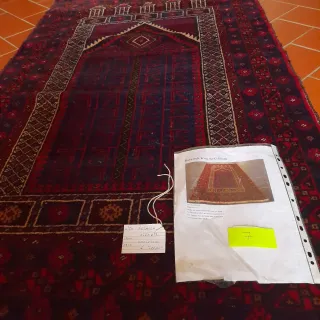 Tappeto persiano lana blu e rosso