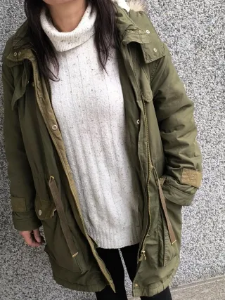 Abrigo/Trenca H&M Verde Militar Talla S/M