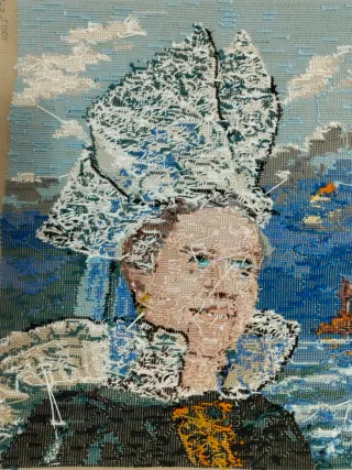 Cuadro bordado petit point