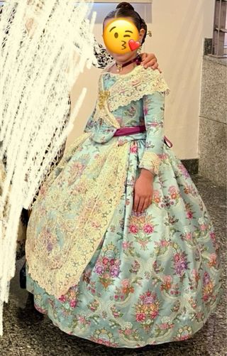 Traje Fallera Niña 7-9 años manteleta delantal laz