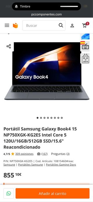 Portátil Samsung Plata