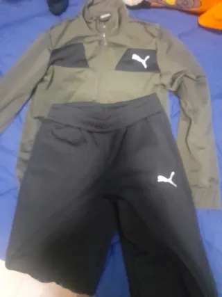 Conjunto Chándal Puma Verde y Negro