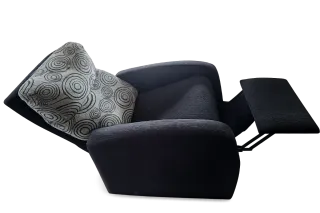 Sofá 3 plazas y sillón reclinable negro