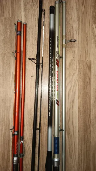 Carretes de pesca Shimano y Grauvell y Cañas