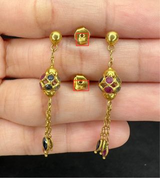 Pendientes largos oro 18K (750) multicolor – 2,29