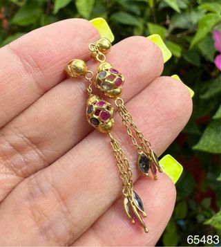 Pendientes largos oro 18K (750) multicolor – 2,29