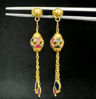 Pendientes largos oro 18K (750) multicolor – 2,29