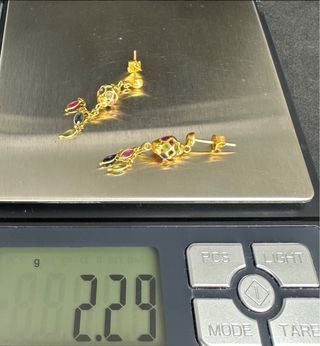 Pendientes largos oro 18K (750) multicolor – 2,29