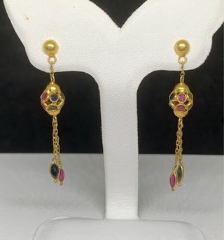 Pendientes largos oro 18K (750) multicolor – 2,29