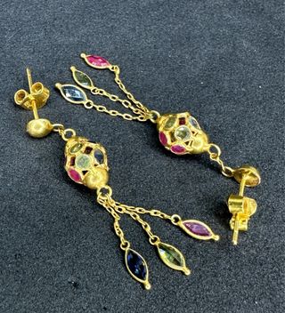 Pendientes largos oro 18K (750) multicolor – 2,29