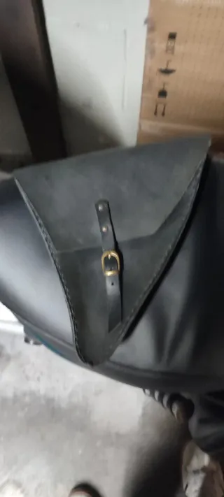 Borsa moto custom pelle nera