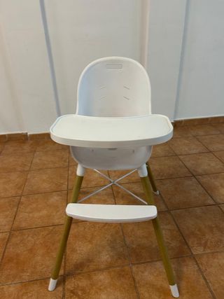 Trona bebé blanca y madera