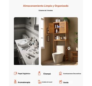 Armario Bambú Baño Sobre Inodoro