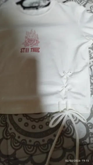 Top crop Beige con cordones