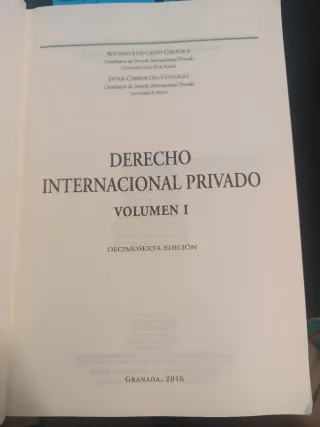 Derecho Internacional Privado, vol I (Spanish E...