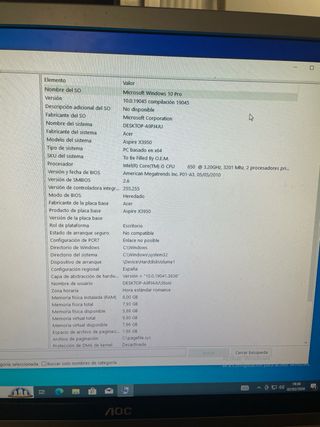 PC Sobremesa Acer i5, 8GB RAM, 500GB HD