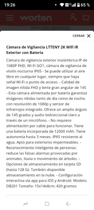 Cámara de seguridad LTTENY DB-201