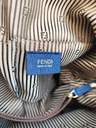 Borsa Fendi Chamaleon Pelle Blu Oro Vintage Y2K