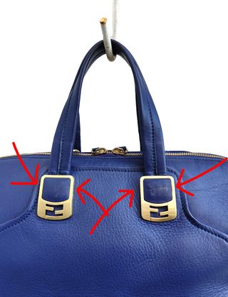 Borsa Fendi Chamaleon Pelle Blu Oro Vintage Y2K