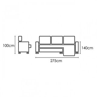 Sofá Chaiselongue Cama Muebles Aiko Gris