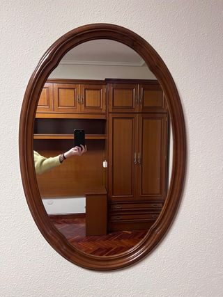 Espejo Ovalado Madera Vintage